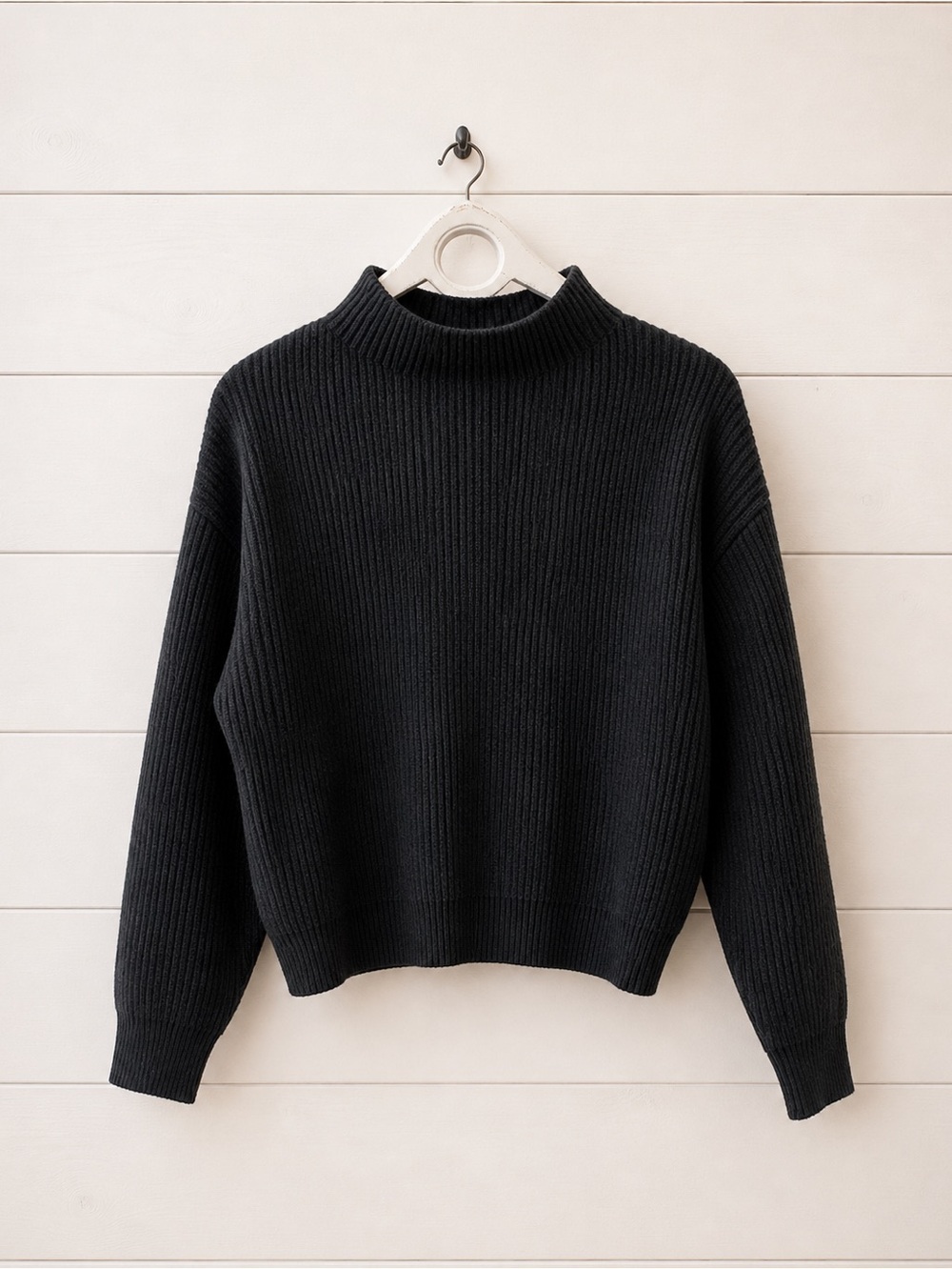 Black Merino Wool Blend Sweater – Estimated Size M/L